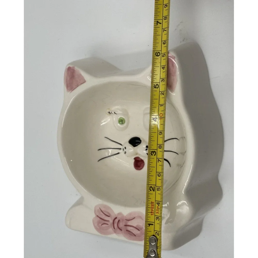 Ceramic CAT BOWL DISH Food or Water Hand‎ Painted from Portugal EUC